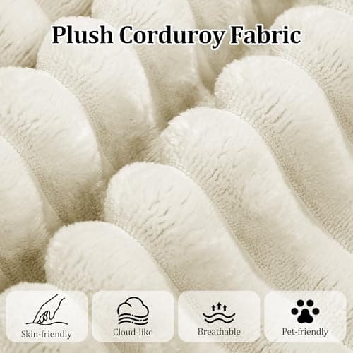 92.5" Modular Sectional Sofa, L-Shaped Cloud Couch with Deep Seats & Chaise, Convertible 4-in-1 Corduroy Boneless Couches for Living Room, Bedroom, No Need Assembly - Beige(Right Facing Chaise) - Thumbnail 4