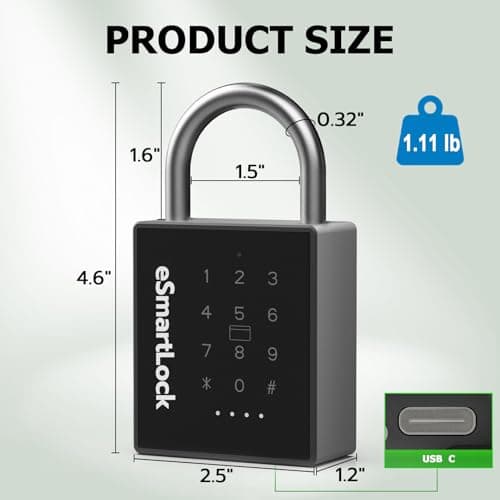 eLinkSmart Smart Padlock with Key, Heavy Duty Combination Lock Outdoor - Thumbnail 6