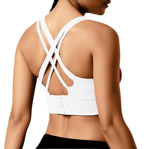 BaseTry High Impact Sports Bra for Women - Padded Seamless Support Bra for Yoga Gym Workout Fitness -High Support Running Bra (US, Alpha, Medium, Regular, Regular, PureWhite) - Thumbnail 6