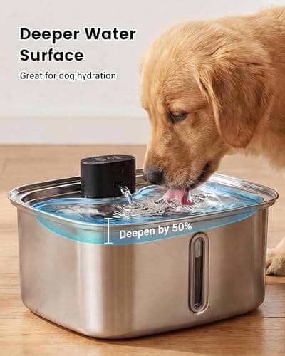 Smart Dog Water Bowl Dispenser Large, 10L/ 2.64Gal Cordless Dog Water Fountain Stainless Steel with APP Monitoring, 4000mah Automatic Cat Water Fountain for Mutil-Pets Large Dogs, 3 Fountain Modes - Thumbnail 3
