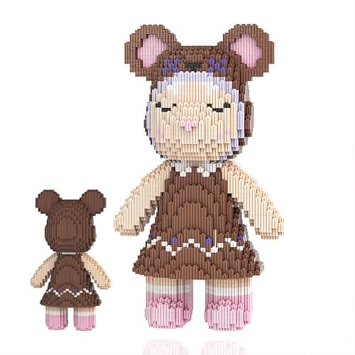SehrKlug 12.6" Anny Sister Teddy Blocks, Micro Bear Building Bricks Set, DIY Craft Kit for Adults, Ages 14+ - Cute Collectible Home Decor for Office or Bookshelf, Keep Busy, Stress Relief - Birthdays - Image 1
