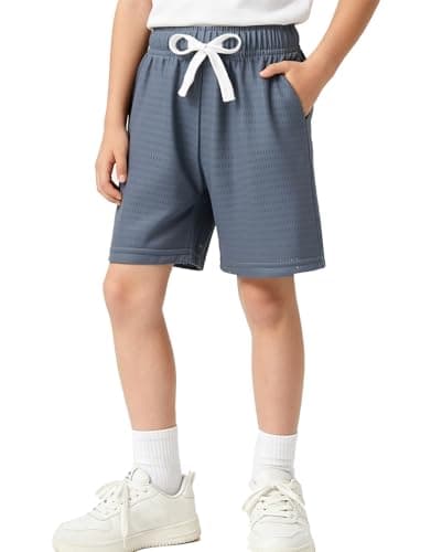 Cozople Boys Sports Shorts Stretchy Lightweight Breathable Mesh Athletic Shorts with Pockets for Summer Camp Basketball Daily Play Grey Stain-Resistant