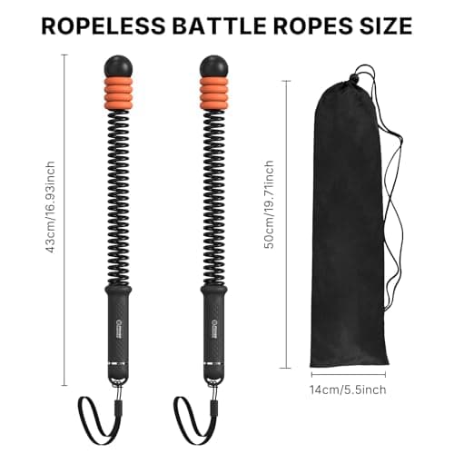 Power GUIDENCE Adjustable Weighted Ropeless Battle Ropes with 4 Resistance Rings, Portable Cordless Battle Rope for Home Gym, Progressive Strength & Low-Impact HIIT Training for Men & Women，Black - Thumbnail 3