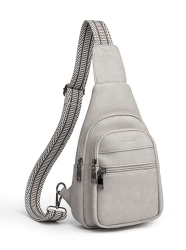 Botimmy Women Crossbody Sling Bag with Anti-Theft Pocket, Small Vegan Leather Travel Backpack, Adjustable Strap Chest & Waist Bag for Everyday, Travel & Shopping Gray - Image 1