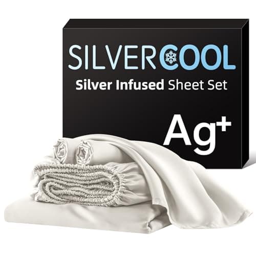 Silver Infused Bed Sheets Set, Cooling Bamboo Viscose Sheets Self-Cleaning with Silk, Softness Breathable Temperature-Regulating Bedding, Odor Control Freshness Sleep for Hot Sleepers - Full Set - Image 1