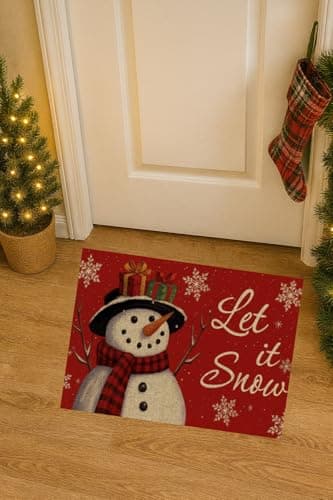 Carastora Christmas Snowman Pattern Decorative Doormat/Anti-Fatigue Mat, Let it Snow,20x31in, Suitable for Indoor and Outdoor Porch Decoration, Housewarming Non-Slip and Durable. - Thumbnail 5