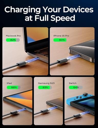 LISEN USB C to USB C Cable for iPhone 16 Charger Cord 240W Type C Charger Fast Charging Cord USB C Cable for iPhone 16e 15 17X iPad MacBook Air Pro Samsung Z Fold 7 Switch 2, 3.3ft+6.6ft/2 Pack/Black - Thumbnail 3