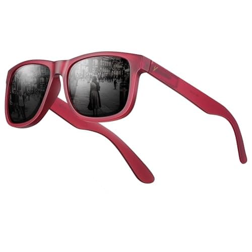 Vanmage Polarized Sunglasses for Men and Women, UV400 Lightweight Driving Sunglasses for Fishing, Golf, Sports, Square Frame Sun Glasses (Red Frame Gray Lens) - Image 1