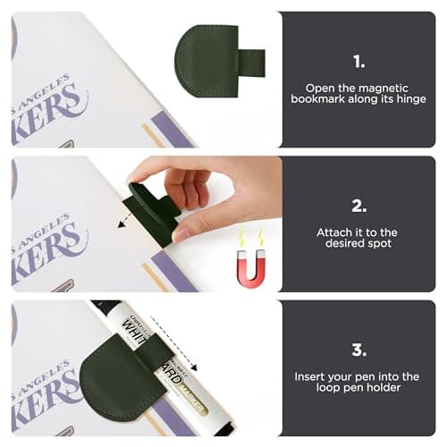 SESENSE Magnetic Pen Holder for Notebook - 3 Pcs Leather Magnetic Bookmarks Holder for Reading Women, Book Lover Gifts for Bookish, Wide Size - Thumbnail 6