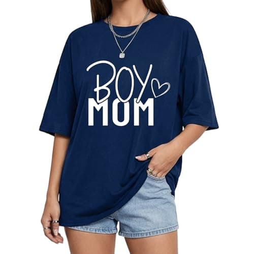 Boy Mom Shirt for Women Oversized Mama Tshirt Mom Lift T-Shirt Gift for Mom Casual Tee Tops - Image 1