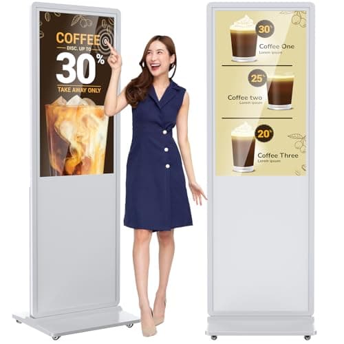 YCKJNB 37 inch Indoor Digital Signage Touchscreen IPS Floor Standing Digital Kiosks Interactive Displays with WiFi HDMI/USB Input Auto AD Player, Android OS White