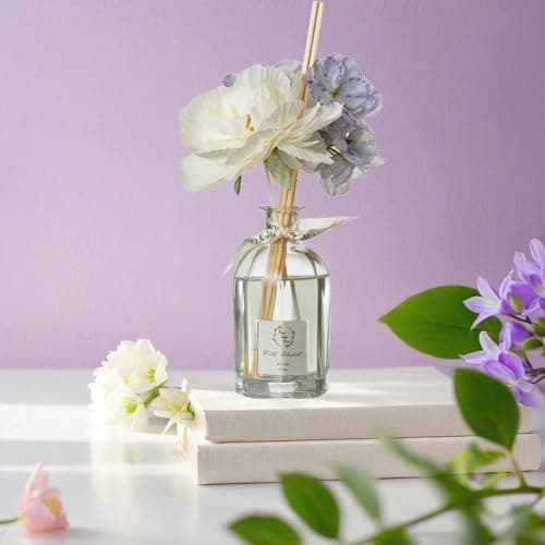 Reed Diffuser Set, Pretty Valley Home Dried Flowers Diffuser 120Ml / 4.05 fl OZ Gift Box - Includes Sticks, Long Lasting Fragrance Oil and Glass Bottle for Office Living Room Decor (Wild Bluebell) - Thumbnail 5