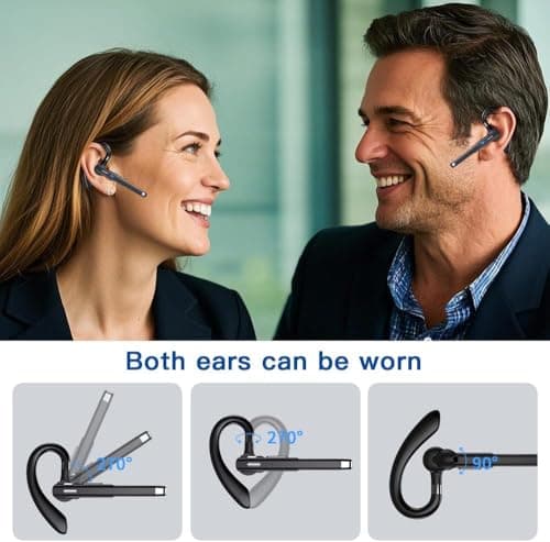 Hsility Bluetooth Headset with USB Type C 270 Degrees Rotatable Microphone for Truck Driver Bussiness and Travel - Thumbnail 6