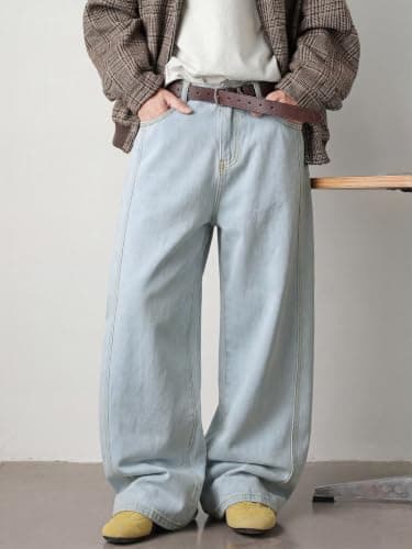 Areant Mens Baggy Jeans Wide Leg Loose Fit Hip Hop Vintage Jeans Relaxed Fit Elastic Waist Denim Pants Skate Streetwear Y2K Glacier Blue Large - Thumbnail 2