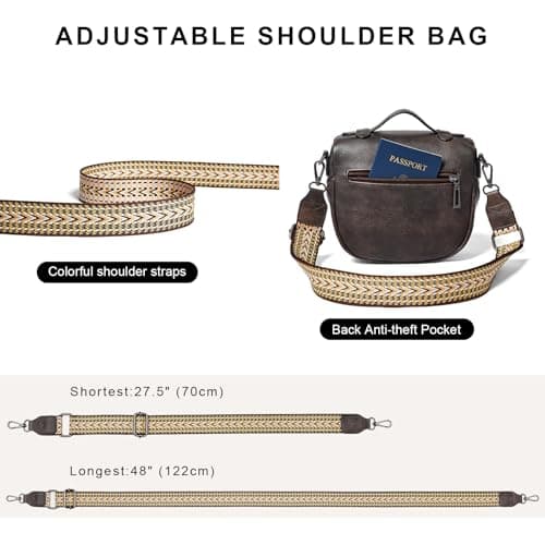 Shrrie Crossbody Bag for Women, Vegan Leather Purse for Women Shoulder Bag, Portable Handbag Chest Bag with Wide Strap, Coffee - Thumbnail 5