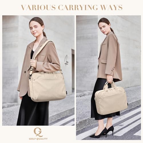 GOLF QUALITY Laptop Tote Bag for Women Casual Tote Bag for Business Teacher Carry On Crossbody Bag,16 In,Apricot - Thumbnail 2