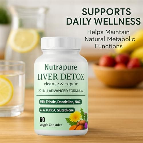 Nutrapure Liver Support Supplement Capsules, 20-in-1 Formula with Milk Thistle, Turmeric & Inositol, Antioxidant & Daily Wellness Support, 60 Veggie Capsules - Thumbnail 2