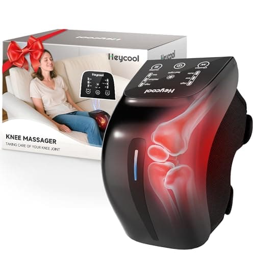 Heycool Knee Massager with Heat and Vibration, Cordless Electric Knee Massager with 3 Heating Levels 3 Massage Modes, Knee Brace Wrap Massager for Knee Muscle Relaxation, Adjustable Straps - Image 1