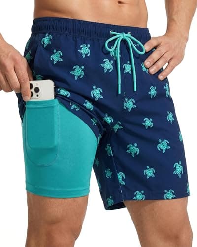 Yufawow 7 Inch Men Swim Trunks Compression Liner Quick Dry Swimwear Bikini Swimsuit Bathing Suit Water Shorts Mexico Trip Gift Costa Rica Must Haves Bahamas Wear Attire Clothes Outfit Apparel - Image 1