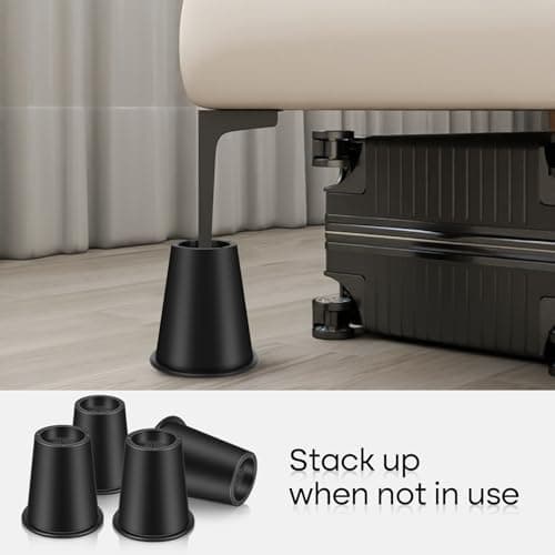 MCXYEM Bed Riser/Furniture Lift Bed/Bed risers/Furniture Lifter/Table risers/Frame Risers Create Under Bed Storage Heavy Duty for Furniture Height Adjustment Round Black (6 Pack, New 6 Inch) - Thumbnail 4