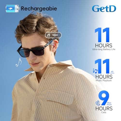GetD 2026 AI Glasses for Men & Women, Smart Glasses Powered by ChatGPT, AI Real-time Translation with 145 Languages, 11H Music Play, Bluetooth Glasses with Photochromic Lens for Daily Use, Travel - Thumbnail 5