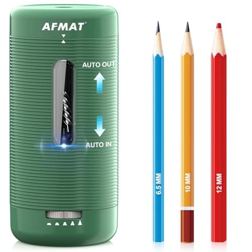 AFMAT Electric Pencil Sharpener, Fully Automatic Pencil Sharpener, Auto in & Out, Rechargeable Hands-Free Sharpeners for Jumbo & Colored Pencils (6.5-12mm), Portable for Home/Classroom/Office PSC2