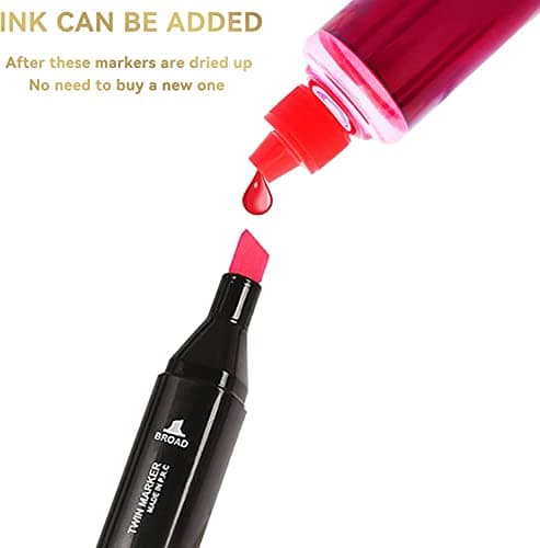 WELLOKB Alcohol Markers, 80 Colors Dual Tip Blender Art Markers for Coloring, Illustrations, and Sketching, Coloring marker for Book Painting (24PCS-Black) - Thumbnail 4