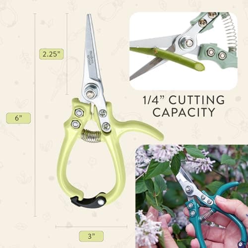 Modern Sprout Pruning Shears - Herb Snipping Scissors- Lightweight Gardening Tools W/Easy Lock - Flower Cutter Garden Shears - Carbon Steel Blade + Reusable Holster (Chartreuse, 1-Pack) - Thumbnail 4