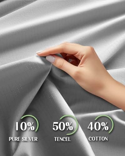 Grounding Sheets, 10% Silver Fiber & 50% Tencel & 40% Cotton, Grounded Fitted Sheet Only, Connected Earth Energy for Better Sleep, Grounding Bed Sheet 18" Deep Pocket(78"X80" Grey) - Thumbnail 2
