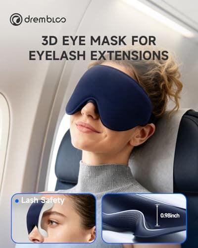 Sleep Mask for Side Sleeper Men Women, 100% Light Blocking Eye Mask for Lash Extensions, Soft 3D Contoured Zero Pressure Blindfold Sleeping Masks for Travel, Breathable Adjustable Eye Cover, Navy - Thumbnail 5