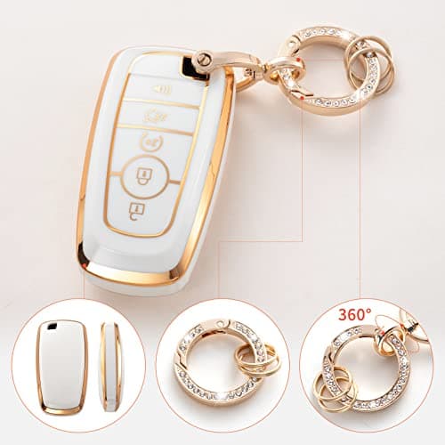 RUABIBAN for Ford Key Fob Cover, Key Case Protection Shell Compatible with F Edge Escape Expedition Explorer Fusion Mustang Ranger F-150 F-250 Smart Key - Thumbnail 4