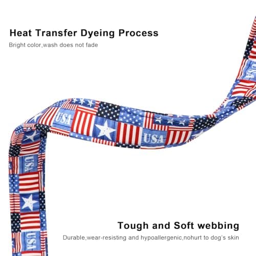Lionet Paws Summer Dog Collar- Cute 4th of July Dog Collars with America Flag Pattern and Plastic Buckle, Light Adjustable Dog Collars for Medium Dogs - Thumbnail 3