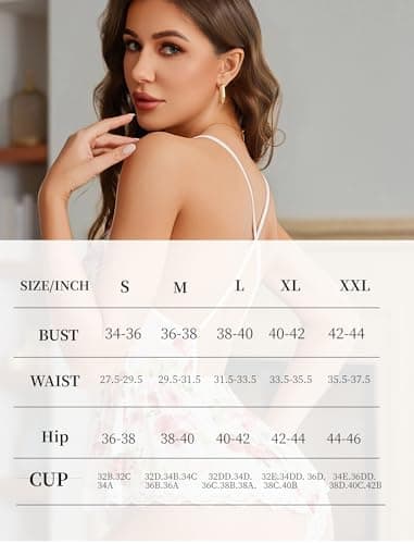 Avidlove Women's Summer Nightwear Sexy V-neck Romper Sleepwear Floral Print Lingerie White Floral L - Thumbnail 6