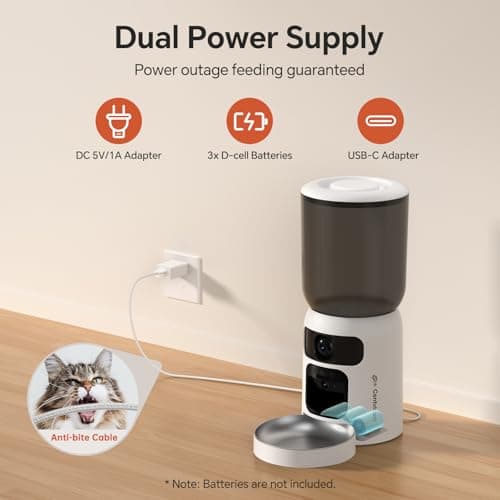 Centvicam Automatic Cat Feeder with Movable Camera: 5G WiFi Automatic Dog Feeder with Two-way Audio,Cat Food Dispenser with Night Vision for Multiple Pet, Detachable for Easy Clean -24 Cup -6L Storage - Thumbnail 6