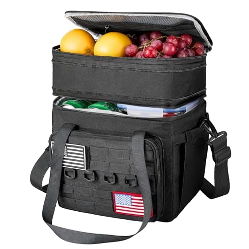 DOLOPL Lunch Box for Men, Black Insulated Expandable Lunch Bag for Men/Women, 16L Large Tactical Leakproof Waterproof Cooler Lunch Bag With Adjustable Shoulder Strap for Outdoor, Picnic, Office - Image 1