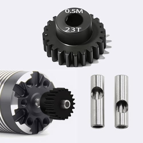 0.5M Pinion Gear 23T Hardened Steel 3.175mm Bore with 2.3mm Adapter, Precision Motor Gear for ARRMA 1/14 Typhon 1/16 Mojave 1/18 Granite, Losi 1/12, 0.5Mod Gear 13T-27T for HOBBYWING Motors - Thumbnail 4
