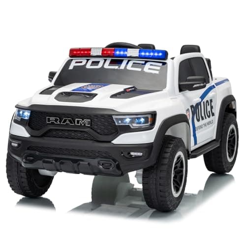 FINITO 24V Police Kids Ride On 2 Seater Police Truck, Remote Control Ride On Toy Car, Kids' Electric Ride On Truck, Kids' Side by Side Truck for Children Ages 3+, Powered Cars for Kids