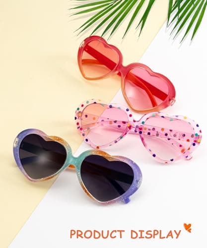 QALLY Kids Sunglasses Polarized Heart-Sunglasses: Toddler girls Sun Glasses with UV Protection for Youth Child 3Pack Age 3-12 - Thumbnail 5
