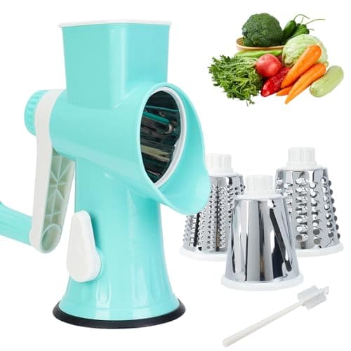 Rotary Cheese Grater with Handle-Versatile Cheese Grater Non-Slip Suction Base,Cheese Shredder & Food Slicer for Cheese,Carrots, Cucumbers,Nuts-Compact & Easy Clean Kitchen Kitchen Tool (blue) - Image 1