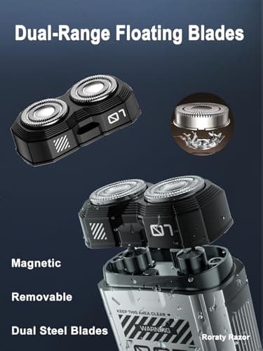 Mini Shaver, Portable Travel Shaver, Mini Rotary Shavers for Men, Dual Blades IPX7 Waterproof Cordless USB Rechargeable Electric Razor Trimmer - Thumbnail 2