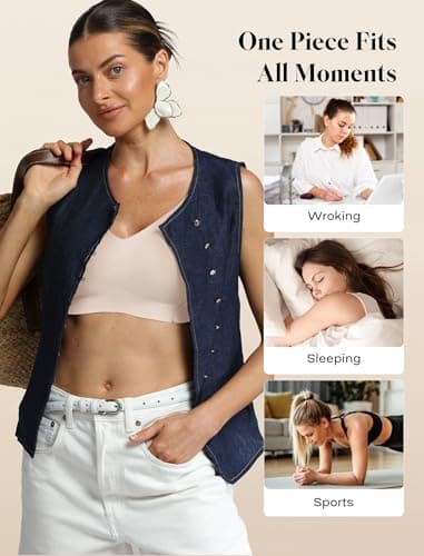 COMFELIE Seamless Wireless Minimizer Bra for Full-Figured Women, Full Coverage Breathable V-Neck No Underwire Adjustable Straps Everyday Bra Nude - Thumbnail 4