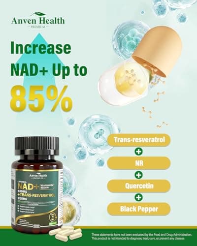 Liposomal NAD+ Resveratrol Supplement - NMN Alternative with Trans-Resveratrol, Quercetin & Fisetin - NAD Plus Booting for Women and Men, Support Cellular Energy & Healthy Aging, Non-GMO | 60 Capsules - Thumbnail 5