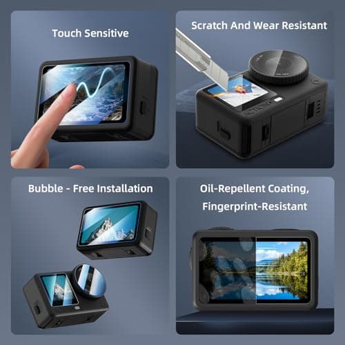 Flymile Small Carrying Case + Screen Protector for DJI Osmo Action 6, PU Hard Portable Travel Storage Bag with Carabiner & Wrist Strap, Tempered Glass Film Protective Lens Cover Accessories Kit - Thumbnail 4