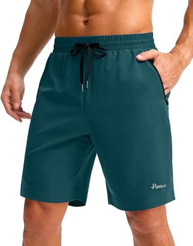 Pudolla Men's Workout Shorts Quick Dry Running Summer Shorts Sports Athletic Gym Shorts with Pockets(Deep Green L9_2XL) - Image 1