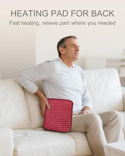 Electric Heating Pad for Period Cramps, LANVA Birthday Gifts for Women Her, Heat Pad for Neck and Shoulders and Back Pain Relief, Machine Washable, ETL Certified, 12"x24", Red - Thumbnail 4