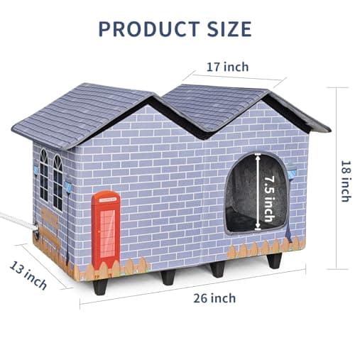 NAMOTEK Large Elevated Heated Cat Houses for Indoor/Outdoor Cats with Heated Cat Bed Waterproof， Insulated Providing Safe Feral Cats, Easy to Assemble Large (23" x 13" x 18") - Thumbnail 4