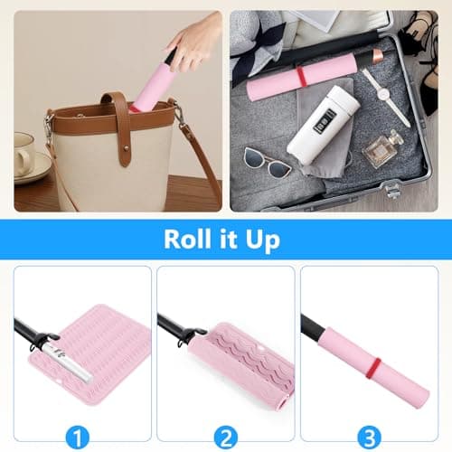 Quccefods Heat Resistant Mat Oversize Curling Iron Mat Silicone Hot Hair Tools Mat for Hair Straightener,Flat Irons,Hair Styling Tools Countertop protection Portable Travel Mat 14.2" x 11" - Thumbnail 4
