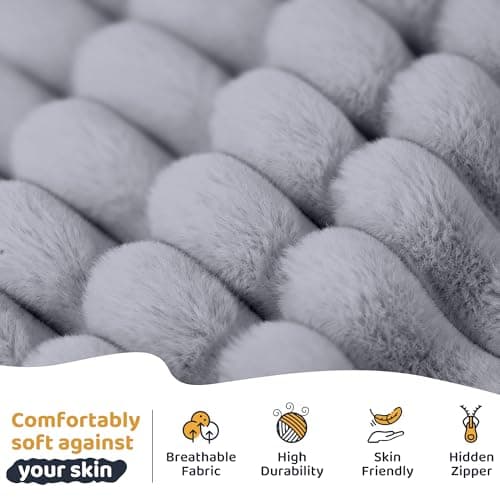 HABUTWAY Bean Bag Chair, Giant Bean Bag Chairs for Adults and Kids, Bean Bag Sofa, Lazy Floor Sofa, Faux Fur Beanbag Chair with Armrests for Living Room Bedroom (Grey) - Thumbnail 6