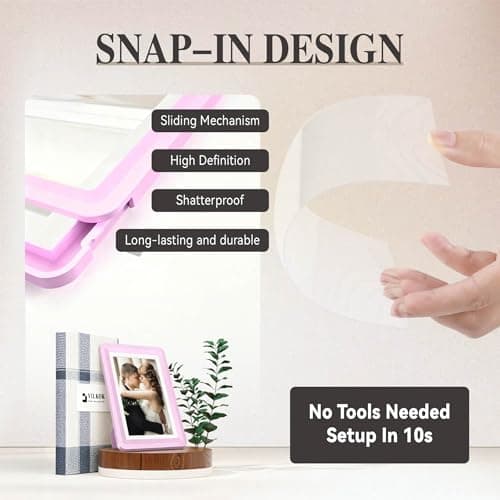 vilkok Pink 5x7 Picture Frame,1 Pack, Fits 5x7 Photo or 4x6 with Mat, Acrylic Front & Durable ABS Frame, Shatterproof UV-Resistant Tabletop Display, Vertical/Horizontal Home Décor Frame - Thumbnail 2