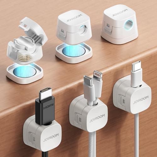 JOYROOM Detachable Magnetic Cord Organizer w/Secure Snap-Lock, 2-in-1 Adhesive& Magnetic Cable Clips, Auto-Fit Spring Management for φ1.5~8mm Cables, Under Desk Nightstand Home Office Car Wire Keeper - Image 1